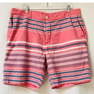 Vineyard Vines Breaker Short Coral and Navy Striped Shorts